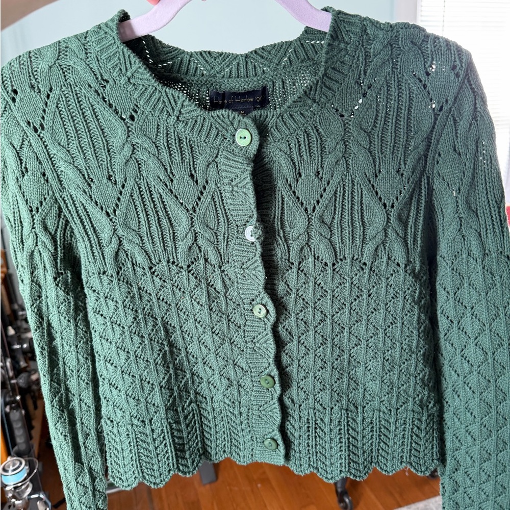 House of Harlow 1960 Forest Green Cable Knit Cardigan